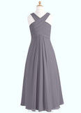 Bella A-Line Pleated Chiffon Floor-Length Junior Bridesmaid Dress STGP0019977