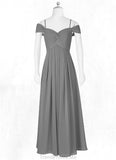 Camilla A-Line Off the Shoulder Chiffon Floor-Length Junior Bridesmaid Dress STGP0019996