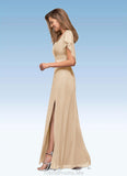 Savannah A-Line Ruched Mesh Floor-Length Dress STGP0019922