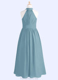Jolie A-Line Pleated Chiffon Floor-Length Junior Bridesmaid Dress STGP0019988