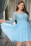 Sage A-line Scoop Short/Mini Chiffon Lace Homecoming Dress STGP0020577
