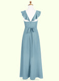 Rebekah A-Line Ruched Chiffon Floor-Length Junior Bridesmaid Dress STGP0019986