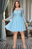 Sage A-line Scoop Short/Mini Chiffon Lace Homecoming Dress STGP0020577