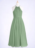 Bria A-Line Pleated Chiffon Floor-Length Junior Bridesmaid Dress STGP0019989