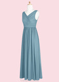 Lily A-Line Pleated Chiffon Floor-Length Junior Bridesmaid Dress STGP0019971