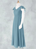 Winifred A-Line Ruched Chiffon Floor-Length Junior Bridesmaid Dress STGP0020005