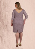 Sage Sheath Lace Knee-Length Dress STGP0019880