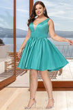 Yoselin A-line V-Neck Short/Mini Satin Homecoming Dress STGP0020570