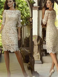 Savannah Sheath/Column Lace Applique Off-the-Shoulder 3/4 Sleeves Knee-Length Mother of the Bride Dresses STGP0020398