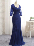 Destiney Trumpet/Mermaid Chiffon Lace Sweetheart 3/4 Sleeves Floor-Length Mother of the Bride Dresses STGP0020442