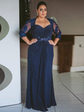 Eloise Sheath/Column Chiffon Applique Sweetheart 3/4 Sleeves Floor-Length Mother of the Bride Dresses STGP0020443