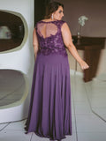 Lillian A-Line/Princess Chiffon Applique Scoop Sleeveless Floor-Length Mother of the Bride Dresses STGP0020444