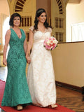 Yasmine Sheath/Column Lace V-neck Sleeveless Floor-Length Mother of the Bride Dresses STGP0020447