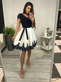 Cute A-line Lace Cap Sleeves Short Homecoming Dresses