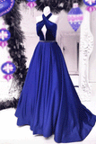 Cheap Unique Royal Blue Charming Sexy Back Ball Gown Floor-Length Prom Dresses