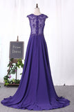 2024 Prom Dresses A Line Scoop Chiffon With Ruffles P9L83425