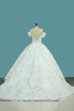 2024 Luxurious Satin Ball Gown Off The Shoulder Wedding Dress With Appliques PNFMX64Q
