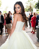 Princess A Line Spaghetti Straps Daffodil Layers Tulle Prom Dresses, Sweetheart Prom Gowns STG15284