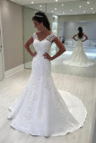 2024 Mermaid Tulle Off The Shoulder Wedding Dresses With Applique PFQBC3T5