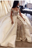 2024 Luxury Wedding Dresses A-Line Scoop Cathedral Train Satin And Tulle P3NT12YB