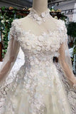 2024 Prom Dresses Tulle High Neck Long Sleeves P6342NLQ