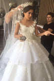 2024 Scoop A Line Organza Wedding Dresses With Applique P85B72GH