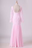 2024 Lace Bateau Long Sleeves Mermaid Prom Dresses Floor P53BXNZ1