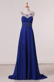 2024 Prom Dresses Scoop Chiffon With Beading And PKSN681N