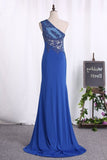 2024 Prom Dresses One Shoulder Mermaid With Applique And PLMPBTKF