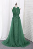2024 Prom Dresses Scoop Lace & Tulle With Applique Mermaid PQCZL959
