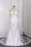 2024 New Arrival Wedding Dresses Tulle Scoop Long Sleeves With PX2QB8TH
