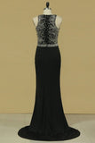 2024 Prom Dresses Scoop Spandex With Beading Mermaid PD3ZJ13P