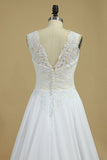 2024 Open Back Scoop Wedding Dresses 30D Chiffon With Applique PPPY61GD