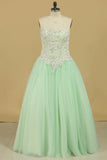 2024 Quinceanera Dresses Sweetheart Ball Gown Tulle With Applique P4QLEDDQ