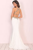 2024 Prom Dresses Scoop Beaded Bodice Mermaid Spandex PX69NZA7