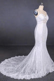 Charming Mermaid Spaghetti Straps Ivory Sweetheart Wedding Dresses with Applique STG15109