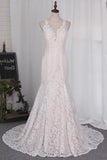 2024 New Arrival Wedding Dresses Mermaid Scoop Lace With Applique PED258AN