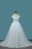 2024 Off The Shoulder A Line Wedding Dresses Tulle With PCLFK9QH