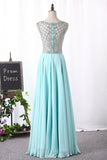 2024 Scoop Chiffon Prom Dresses A Line With Beads PCMPFMR7