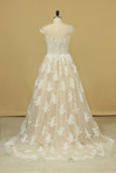 2024 Court Train Scoop A Line Wedding Dresses Tulle With PTDPHEYM