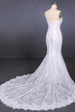 Charming Mermaid Spaghetti Straps Ivory Sweetheart Wedding Dresses with Applique STG15109