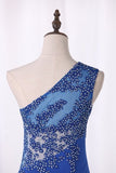 2024 Prom Dresses One Shoulder Mermaid With Applique And PLMPBTKF