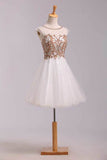 2024 Lovely Homecoming Dresses A Line White Scoop Short/Mini PHZ8GBLM