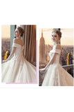 Gorgeous Off The Shoulder Lace Cathedral Train Wedding Dresses Princess Bridal STGPT58L82L