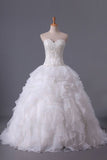 2024 Hot Wedding Dresses Sweetheart With Beads & Applique A Line PT5AZAYP