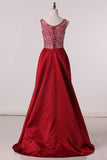 2024 New Arrival A Line Scoop Prom Dresses Two Pieces Satin PF3SK7BY
