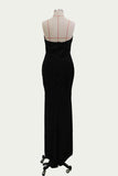 Sexy Black Mermaid V Neck Strapless Prom Dresses with Slit, Evening STG20435