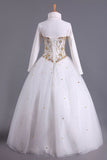 2024 Musilim Quinceanera Dresses Sweetheart A Line With Beads Floor P1H3LZMG