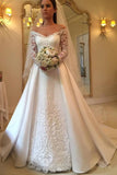 Princess Off the Shoulder Modest Wedding Dresses with Lace Long Sleeves STG15302