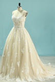 2024 New Arrival Wedding Dresses A Line Tulle Spaghetti P2MAC1R2